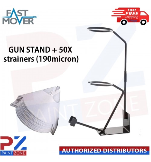 FAST MOVER FMT5000 Spray Gun Holder Stand Bench Mounted + 50 strainers 190micron